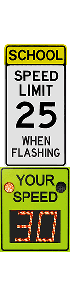 school zone speed sign with Hyper-Alert beacons
