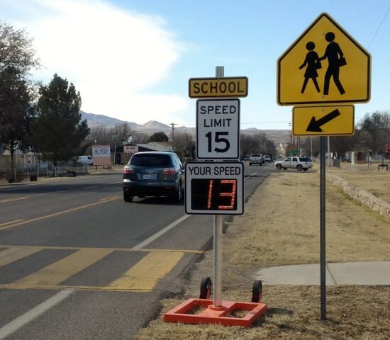 mobile patrol stand used in school zone