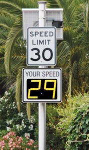 military base traffic calming with radar speed sign